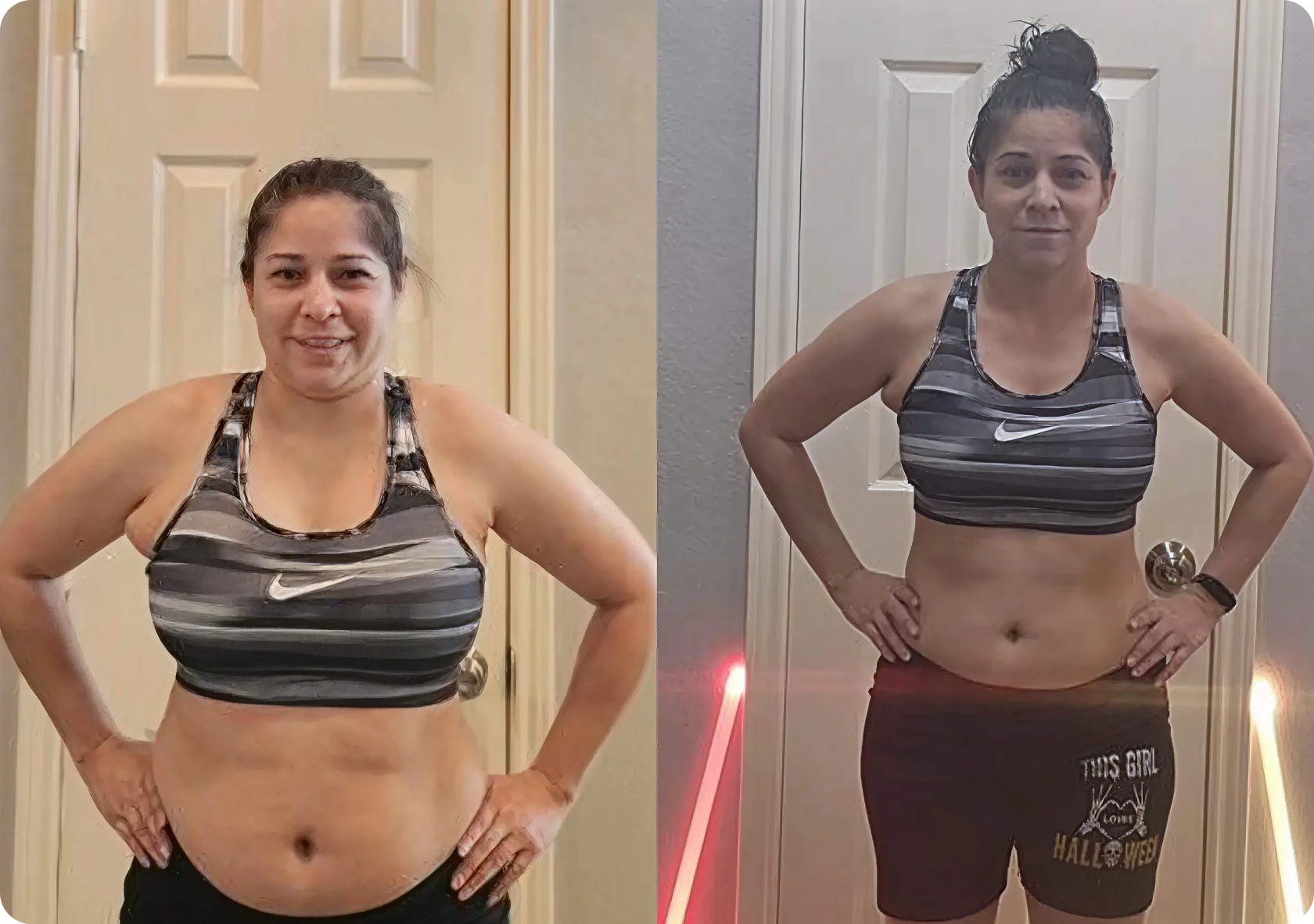 Woman's weight loss progress photos